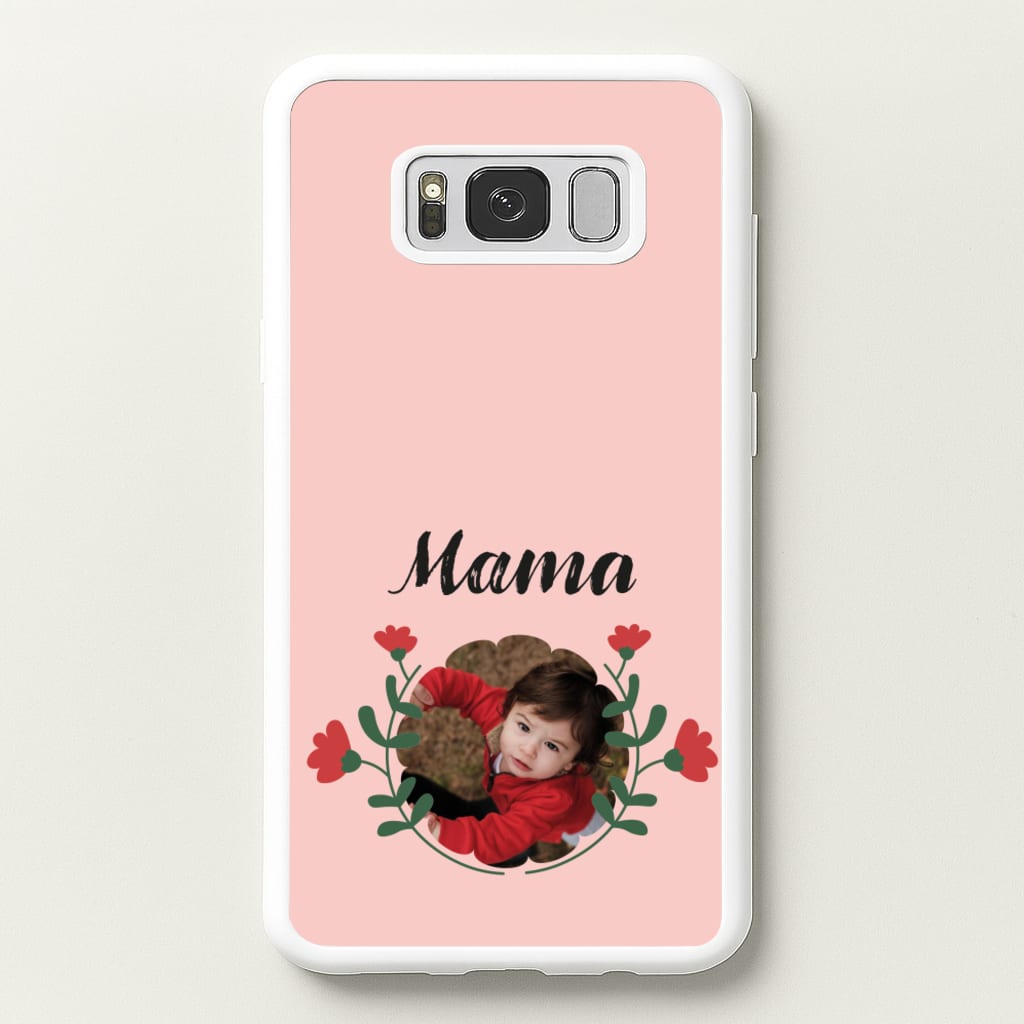 Mama Red Flowers - Personalised Mother's Day - Mother's Day Phone Case for Galaxy S8 Plus