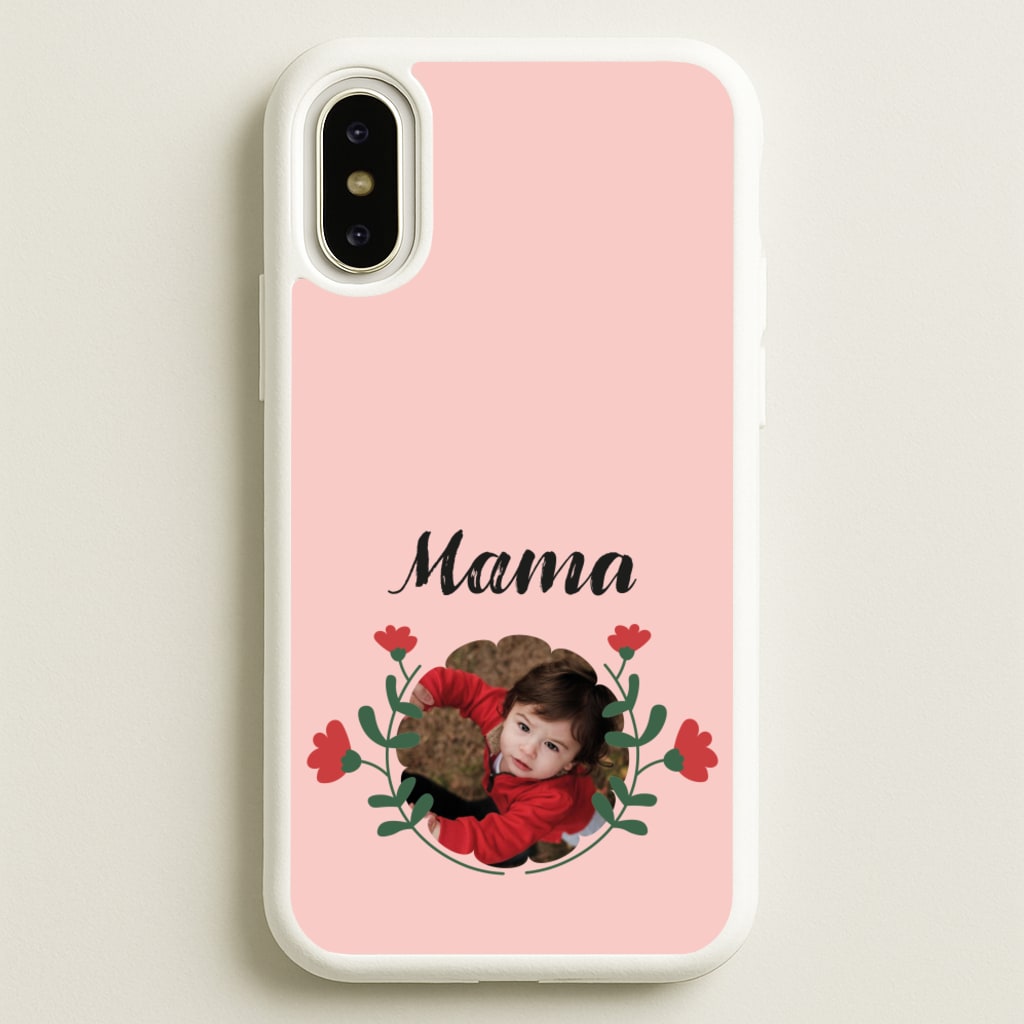 Mama Red Flowers - Personalised Mother's Day - Mother's Day Phone Case for iPhone X / XS