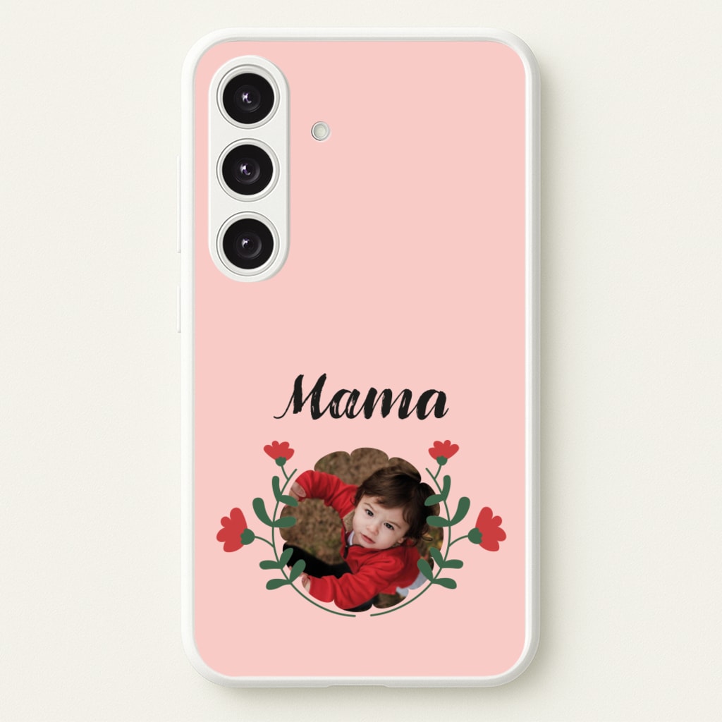 Mama Red Flowers - Personalised Mother's Day - Mother's Day Phone Case for Galaxy S24FE