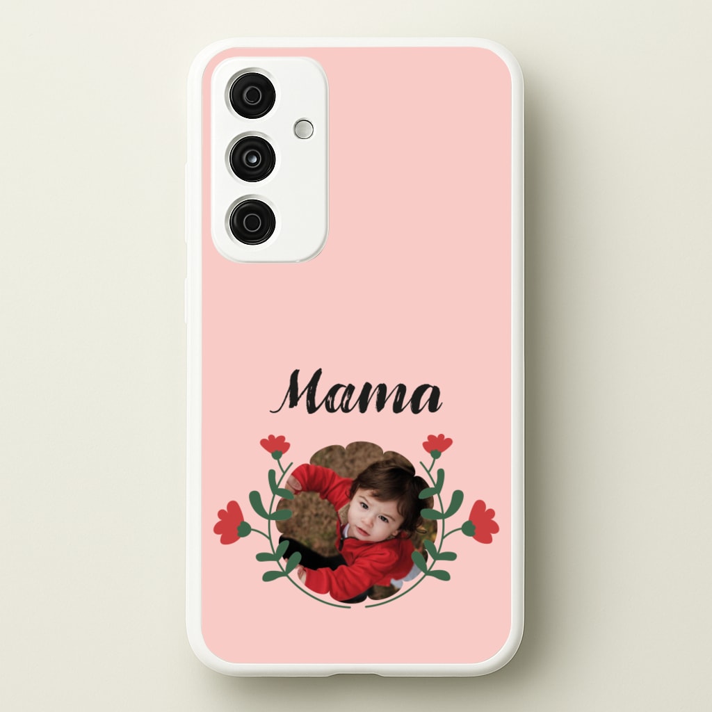 Mama Red Flowers - Personalised Mother's Day - Mother's Day Phone Case for Galaxy A55