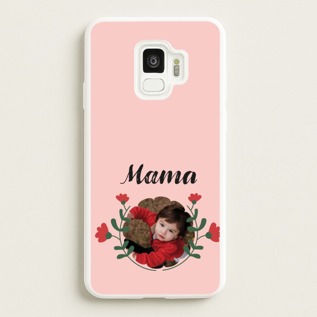 Mama Red Flowers - Personalised Mother's Day - Mother's Day Phone Case for Galaxy S9