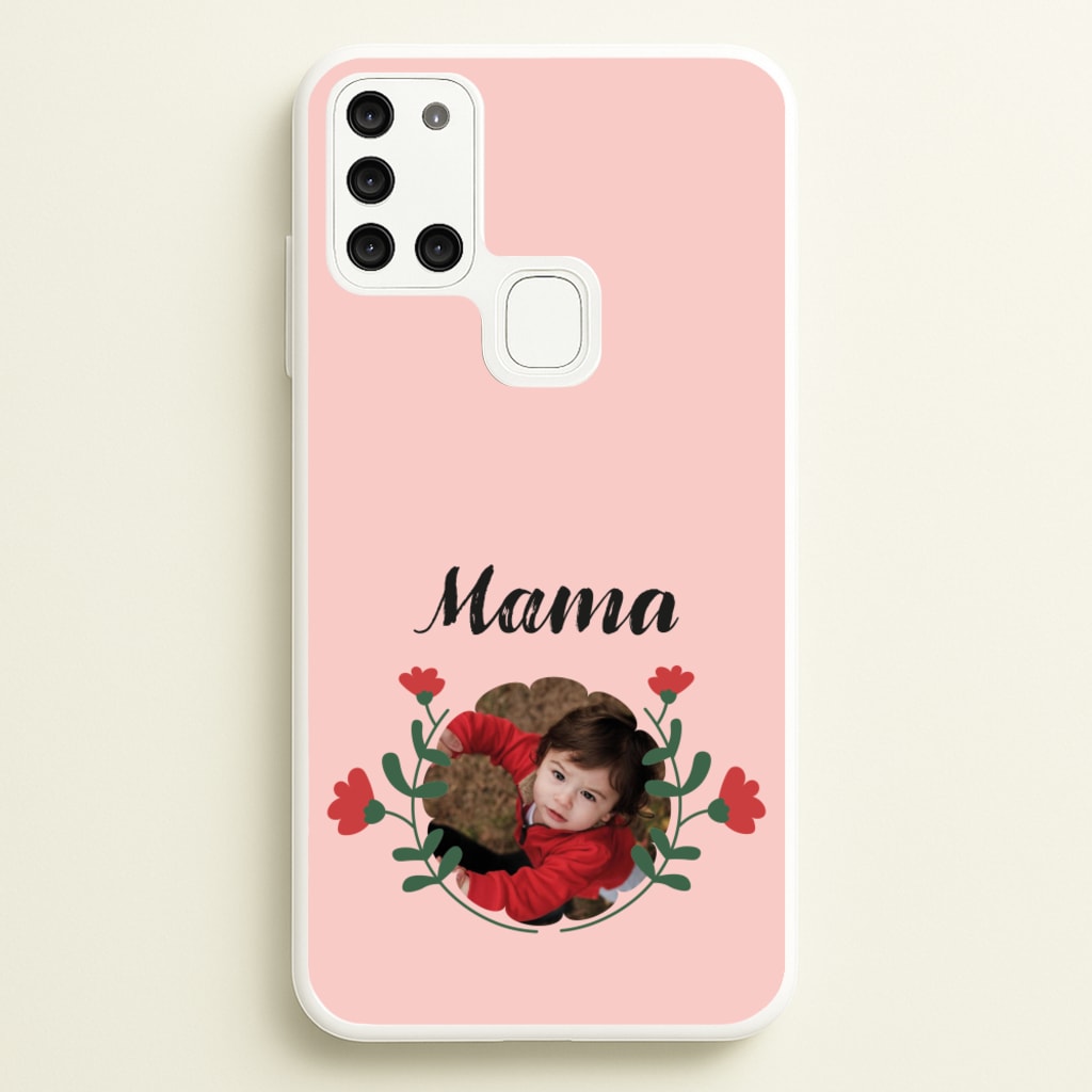 Mama Red Flowers - Personalised Mother's Day - Mother's Day Phone Case for Galaxy A21s