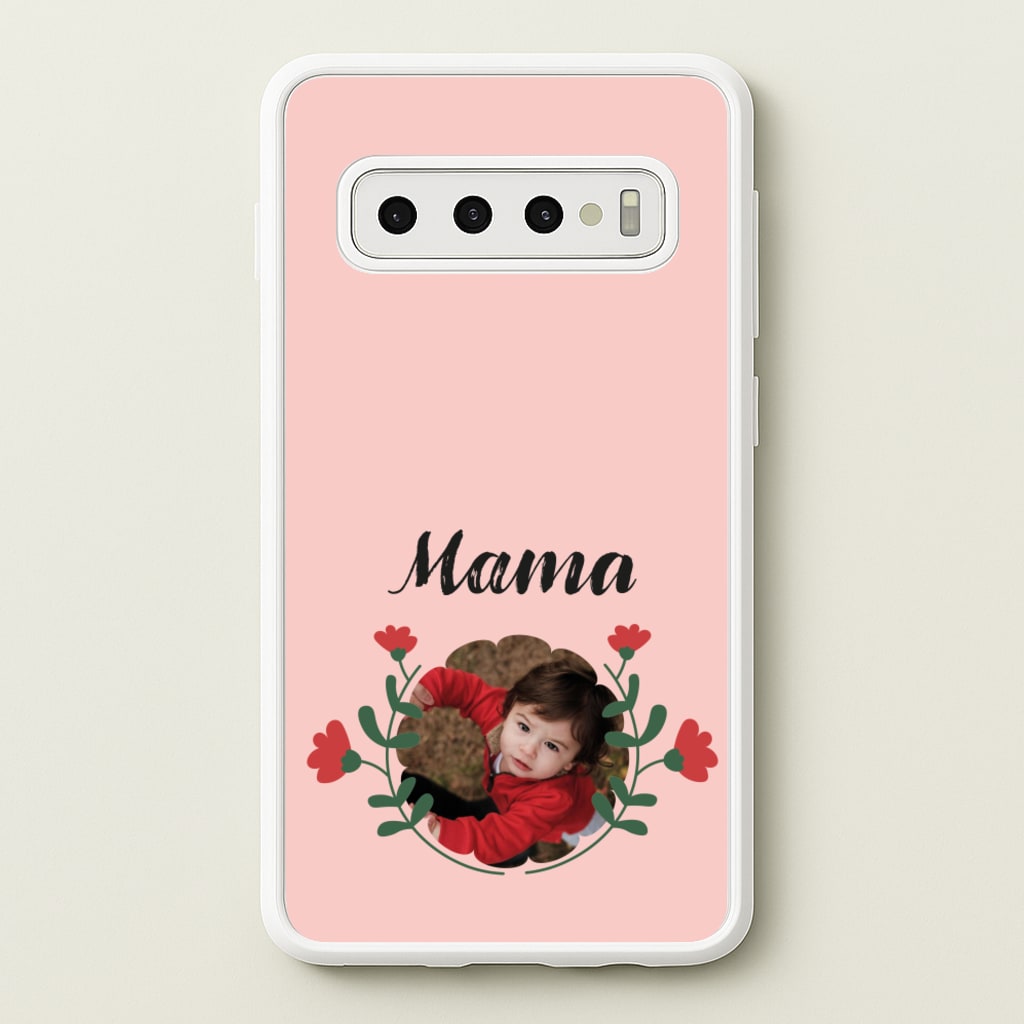 Mama Red Flowers - Personalised Mother's Day - Mother's Day Phone Case for Galaxy S10 Plus