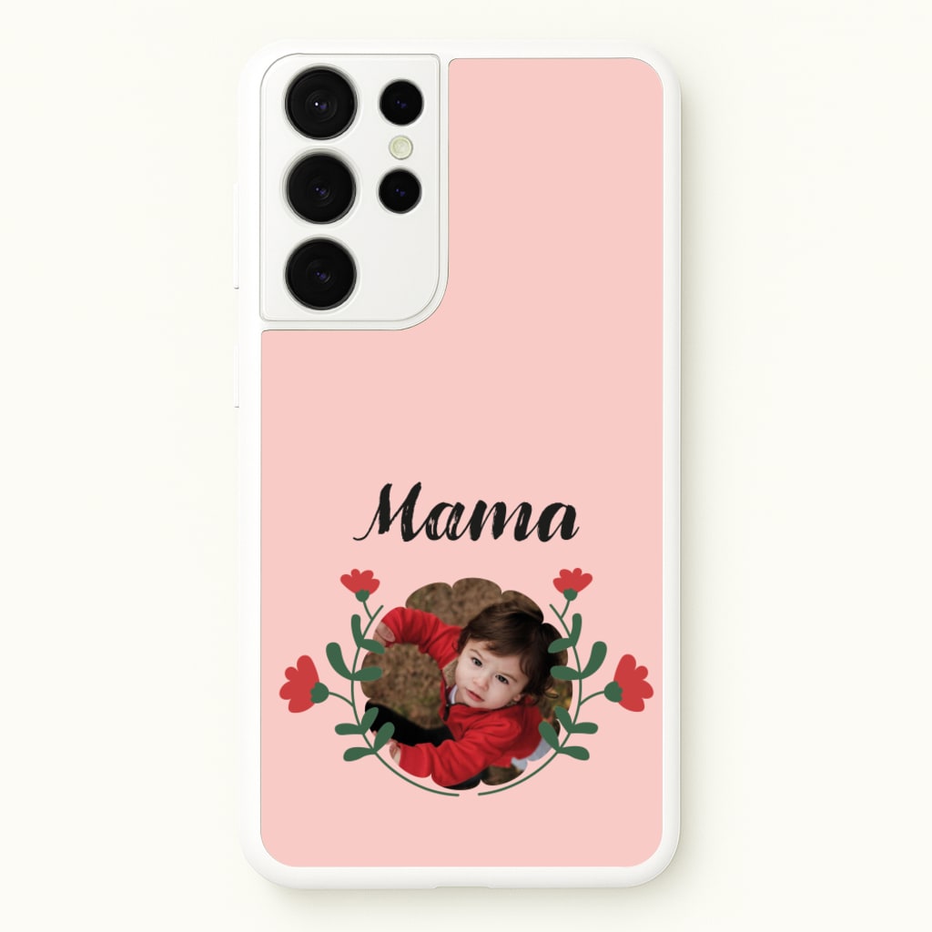 Mama Red Flowers - Personalised Mother's Day - Mother's Day Phone Case for Galaxy S21 Ultra