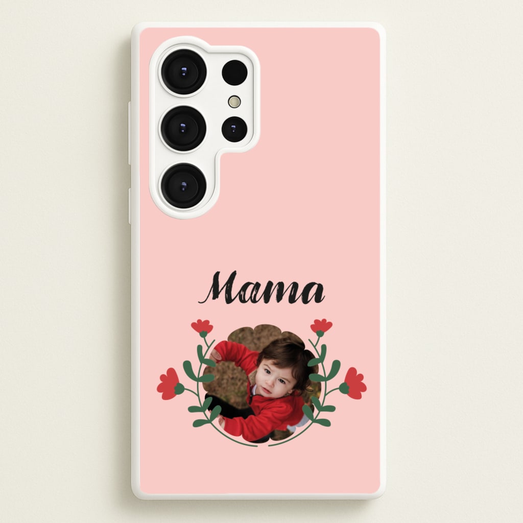 Mama Red Flowers - Personalised Mother's Day - Mother's Day Phone Case for Galaxy S25 Ultra
