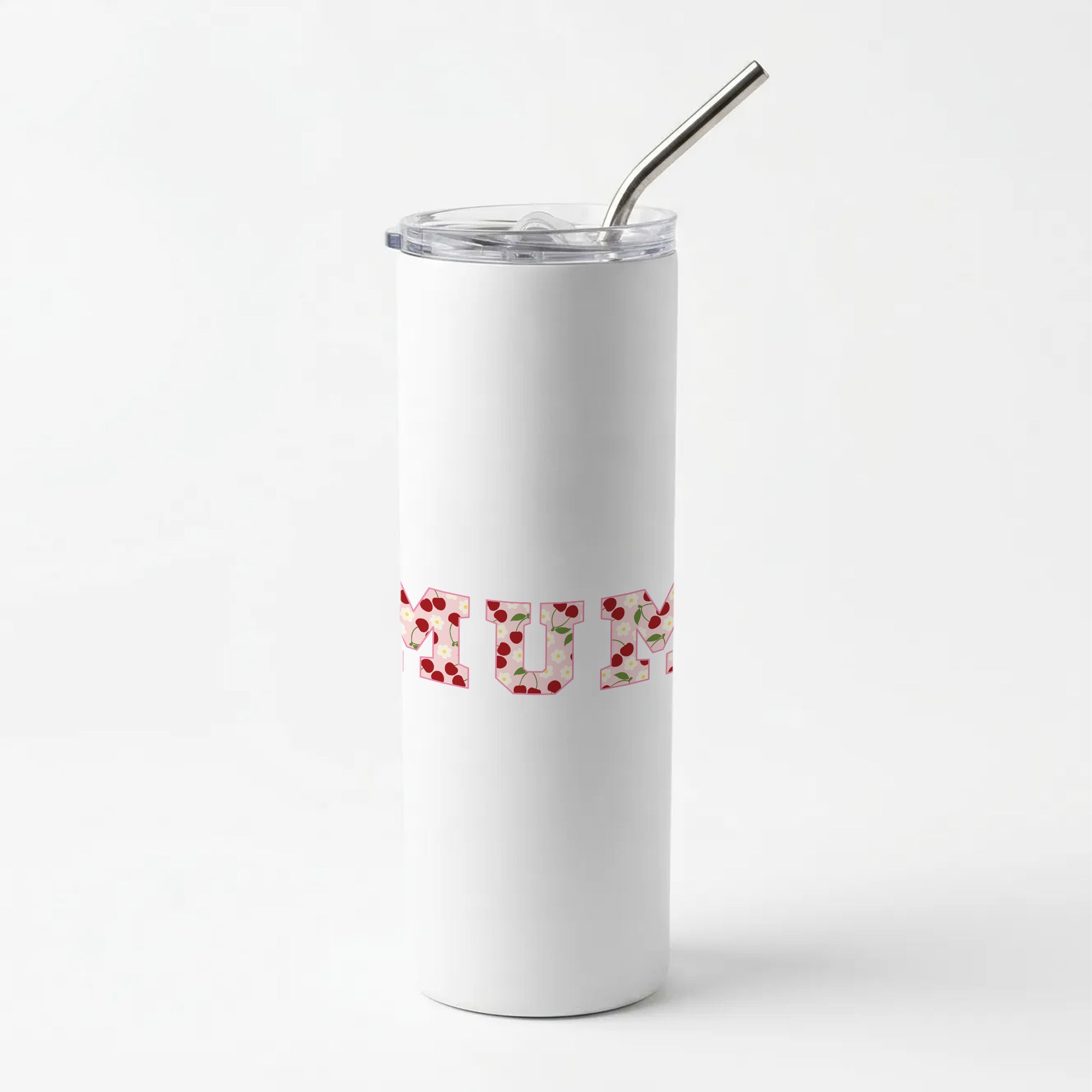 Floral Varsity Mum Skinny Tumbler