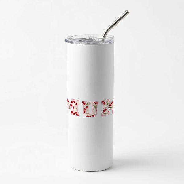 Floral Varsity Mum Skinny Tumbler