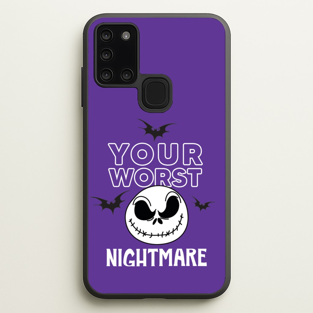 Your Worst Nightmare Purple - Nightmare Before Christmas Phone Case for Galaxy A21s