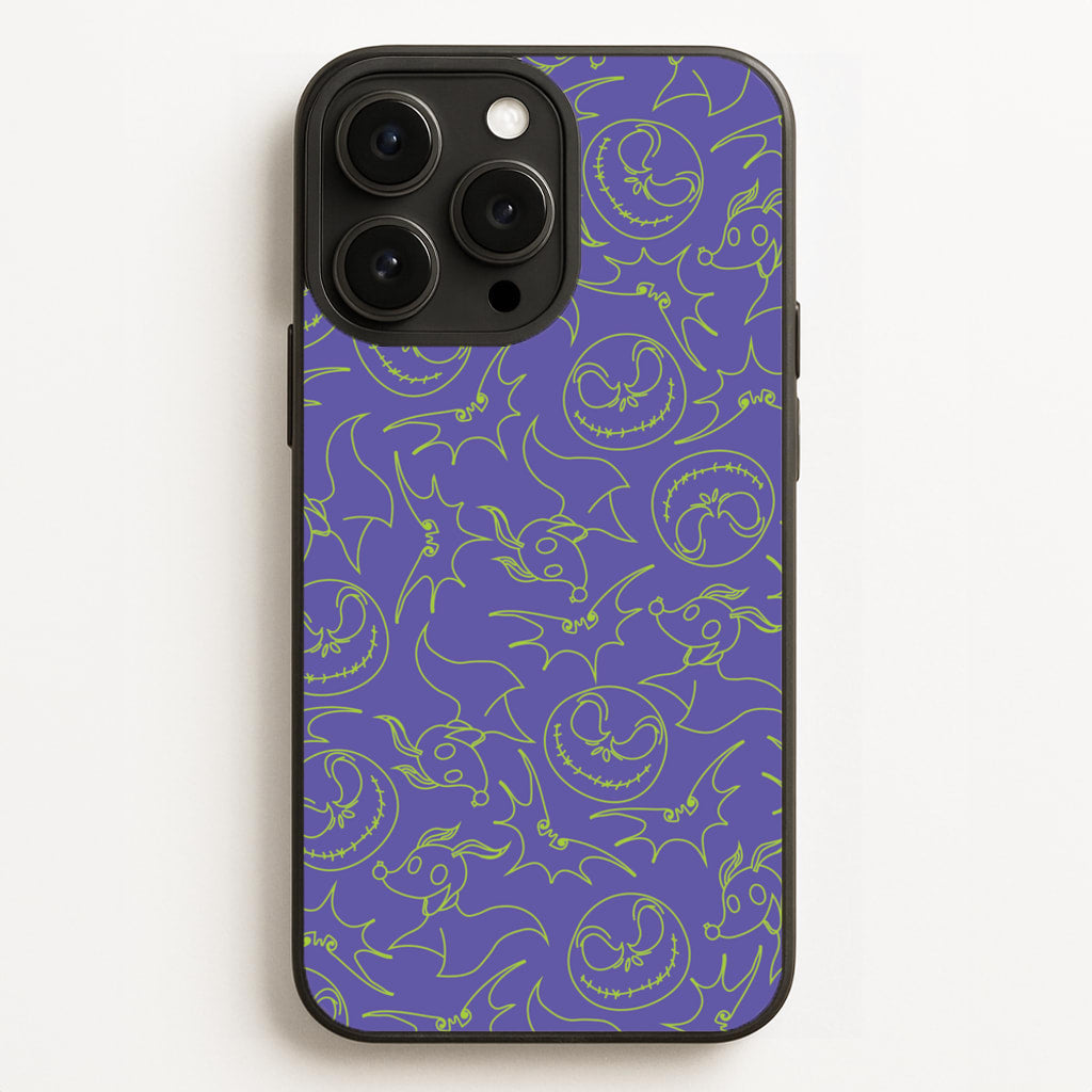 Purple And Green Pattern - Nightmare Before Christmas Phone Case for iPhone 16 Pro Max