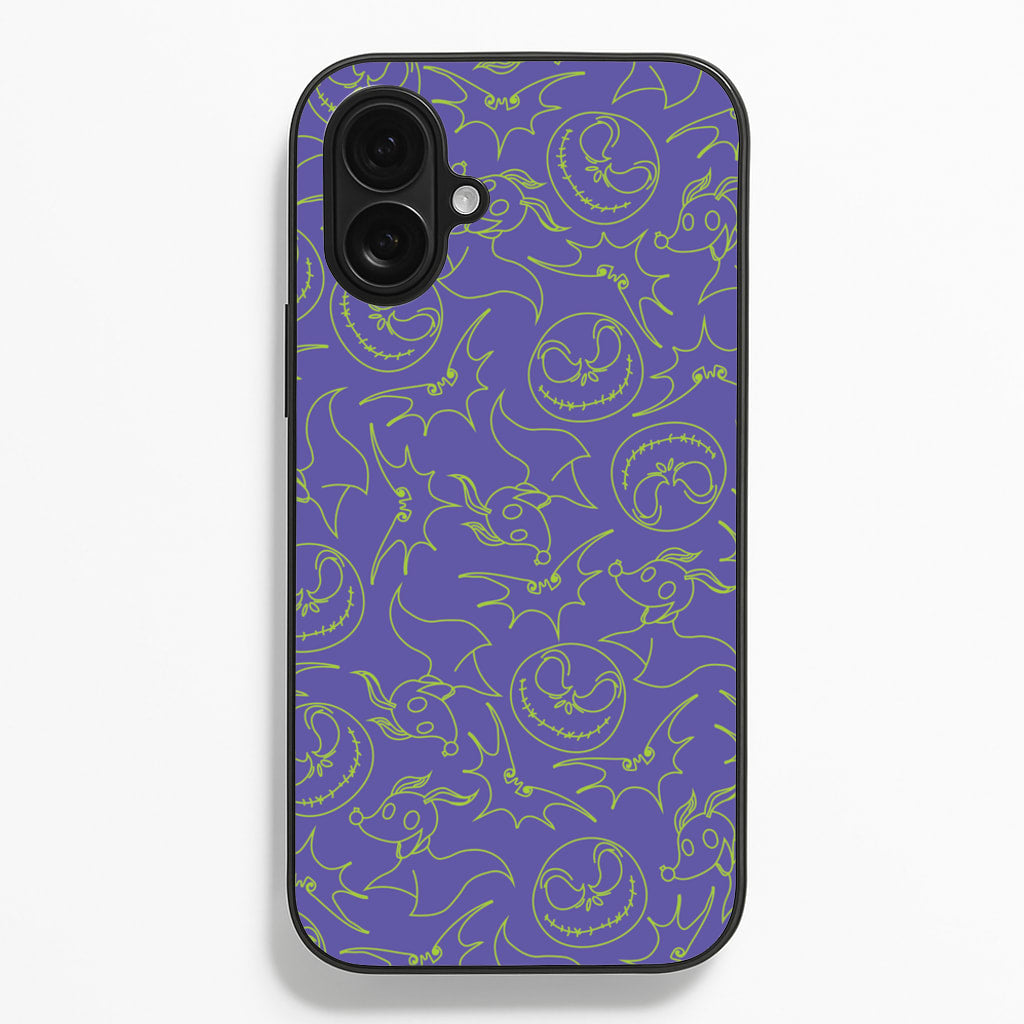 Purple And Green Pattern - Nightmare Before Christmas Phone Case for iPhone 16 Plus