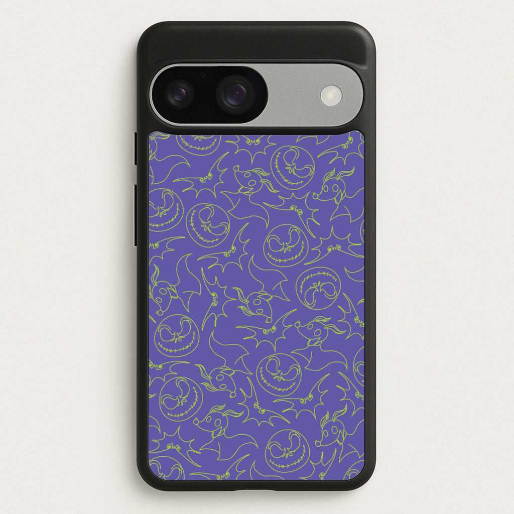 Purple And Green Pattern - Nightmare Before Christmas Phone Case for Google Pixel 9 / 9 Pro