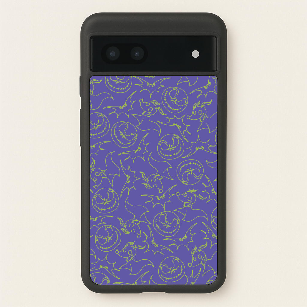 Purple And Green Pattern - Nightmare Before Christmas Phone Case for Google Pixel 7a