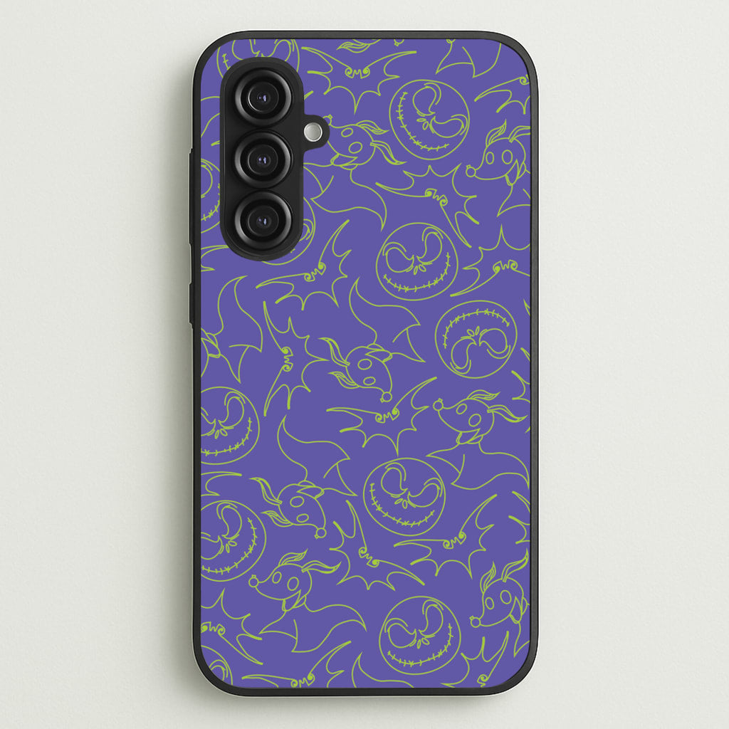 Purple And Green Pattern - Nightmare Before Christmas Phone Case for Galaxy S23FE
