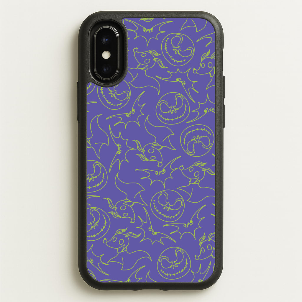 Purple And Green Pattern - Nightmare Before Christmas Phone Case for iPhone X / XS