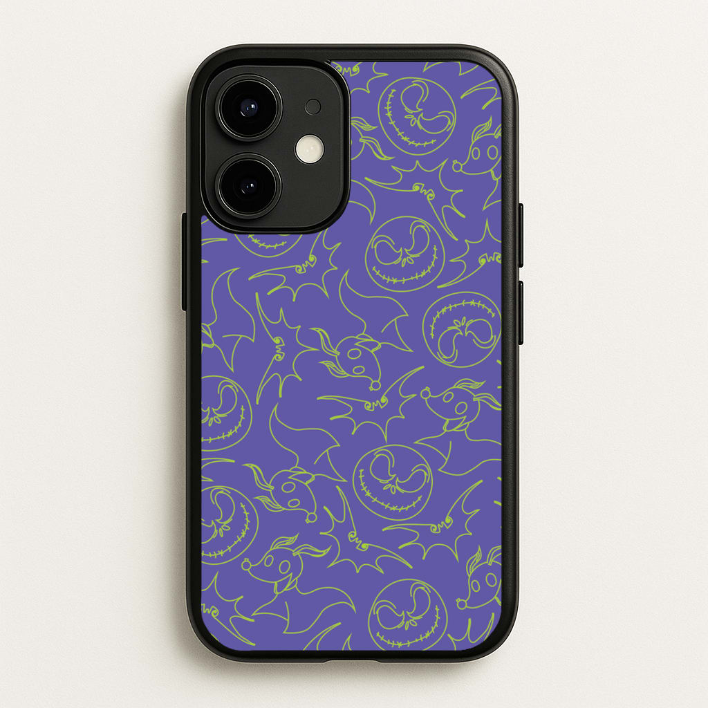 Purple And Green Pattern - Nightmare Before Christmas Phone Case for iPhone 12 Mini