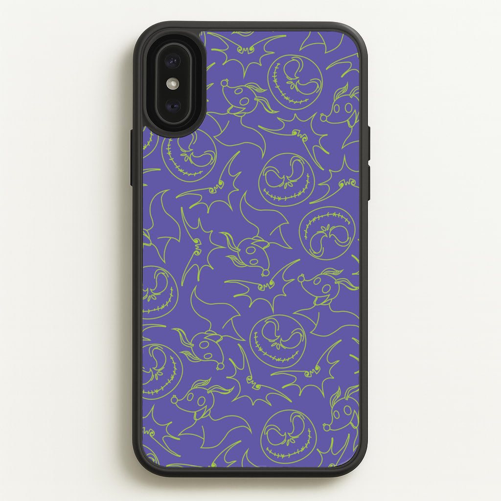 Purple And Green Pattern - Nightmare Before Christmas Phone Case for iPhone XS Max