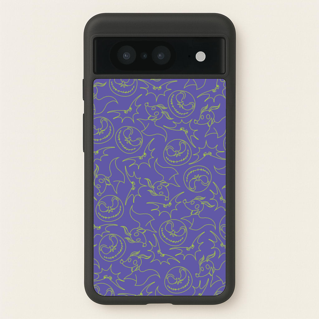 Purple And Green Pattern - Nightmare Before Christmas Phone Case for Google Pixel 8