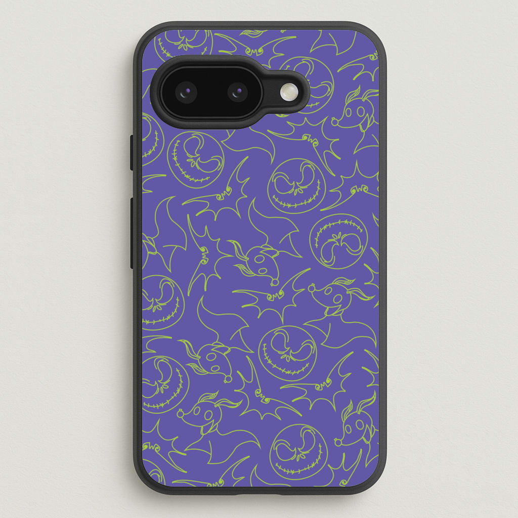 Purple And Green Pattern - Nightmare Before Christmas Phone Case for Google Pixel 9a
