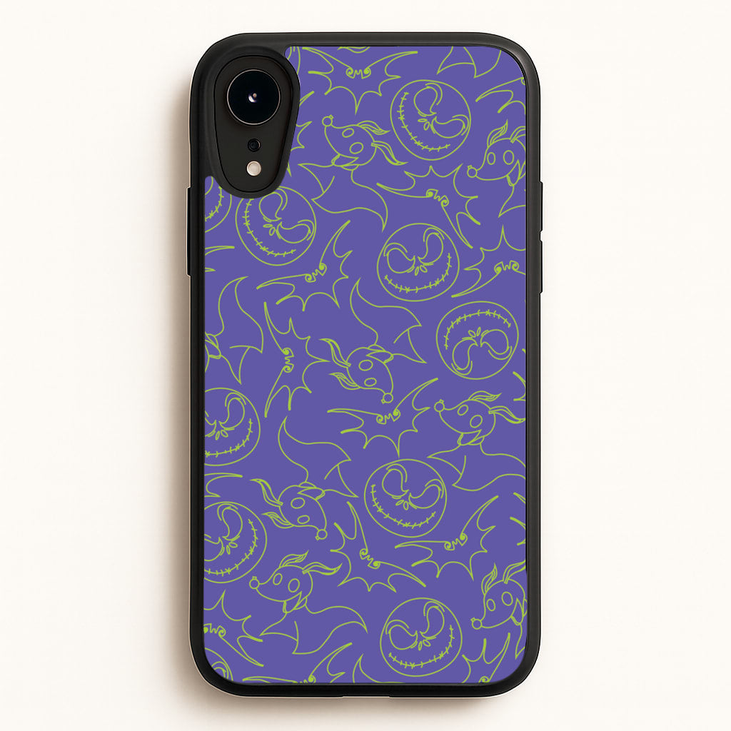 Purple And Green Pattern - Nightmare Before Christmas Phone Case for iPhone XR