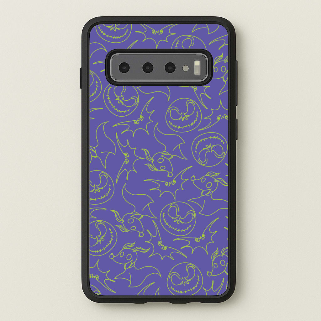 Purple And Green Pattern - Nightmare Before Christmas Phone Case for Galaxy S10 Plus
