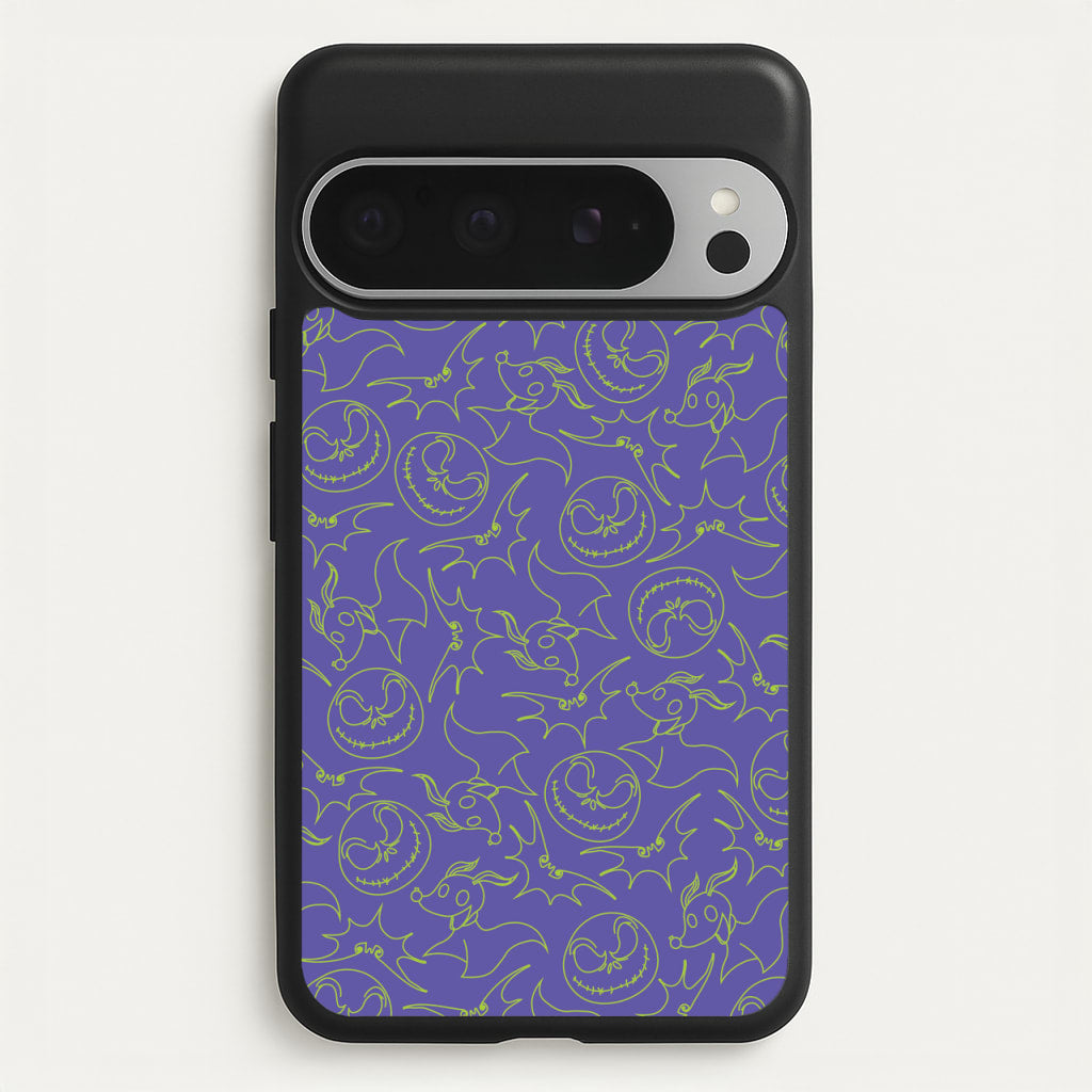 Purple And Green Pattern - Nightmare Before Christmas Phone Case for Google Pixel 9 Pro XL