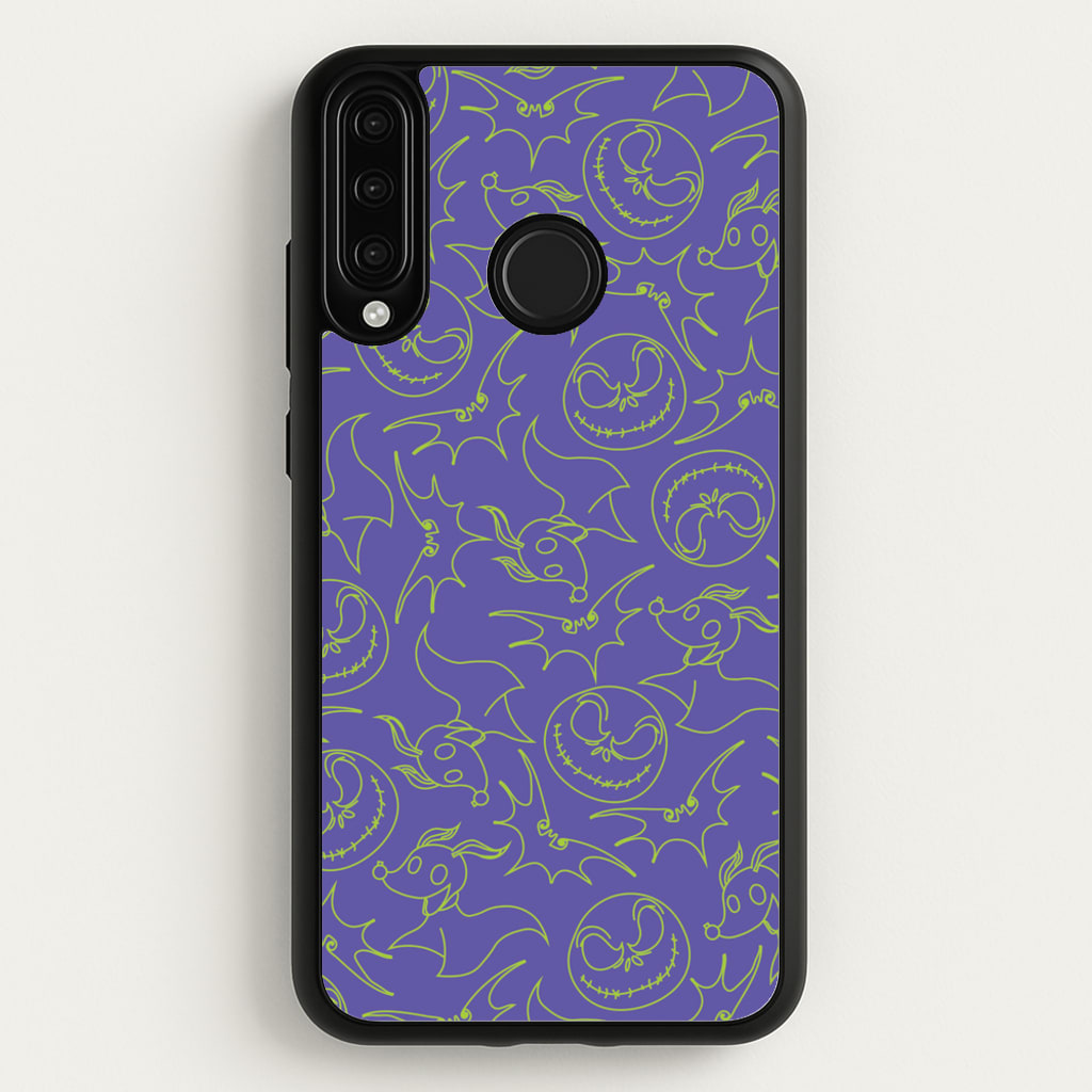 Purple And Green Pattern - Nightmare Before Christmas Phone Case for Huawei P30 Lite