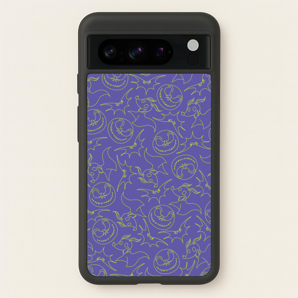 Purple And Green Pattern - Nightmare Before Christmas Phone Case for Google Pixel 8 Pro