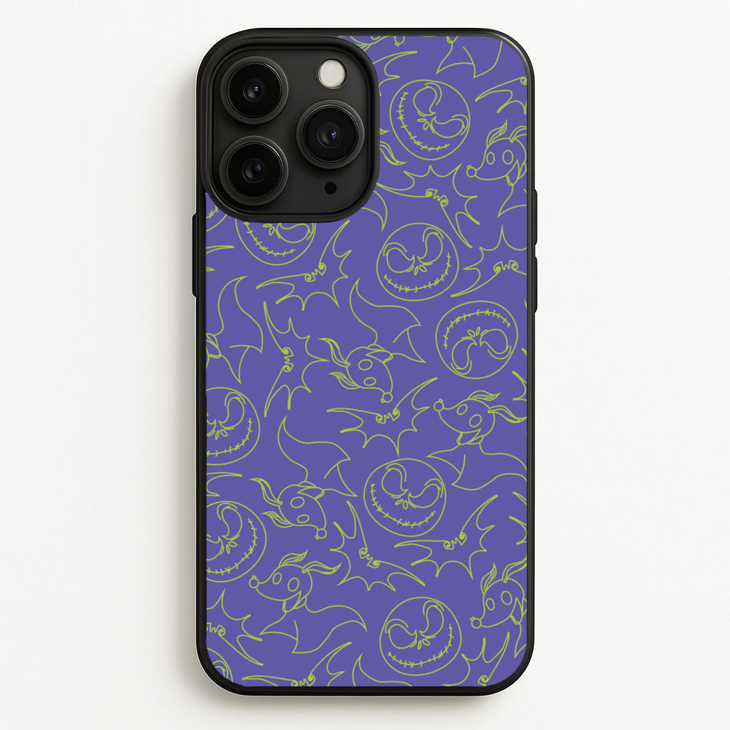 Purple And Green Pattern - Nightmare Before Christmas Phone Case for iPhone 11 Pro Max