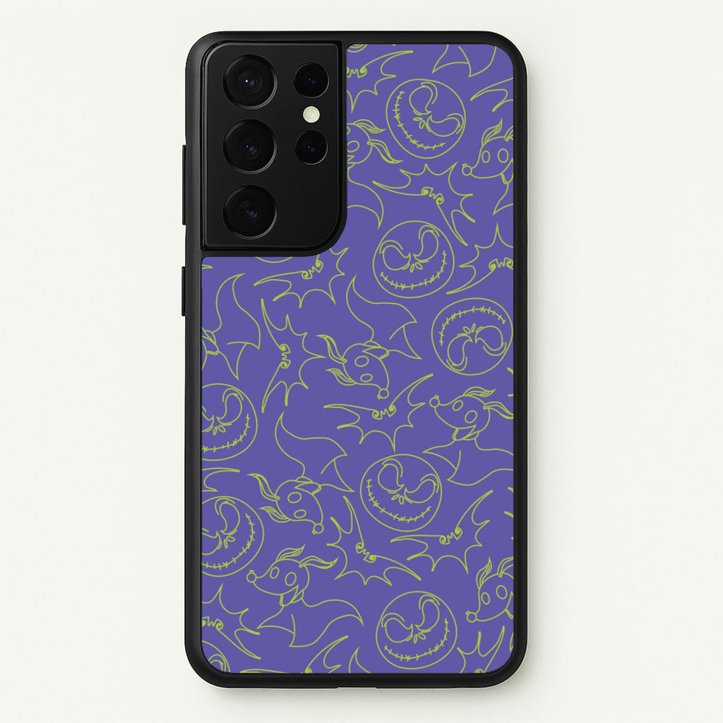 Purple And Green Pattern - Nightmare Before Christmas Phone Case for Galaxy S21 Ultra