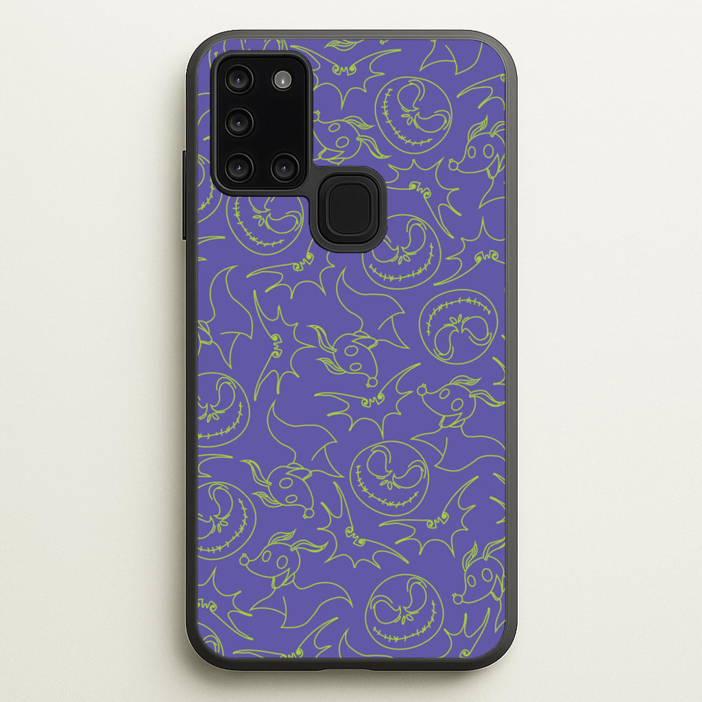 Purple And Green Pattern - Nightmare Before Christmas Phone Case for Galaxy A21s