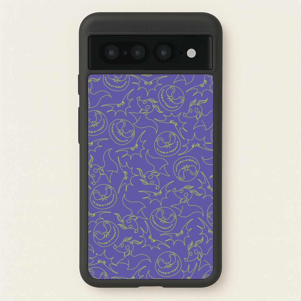 Purple And Green Pattern - Nightmare Before Christmas Phone Case for Google Pixel 7 Pro
