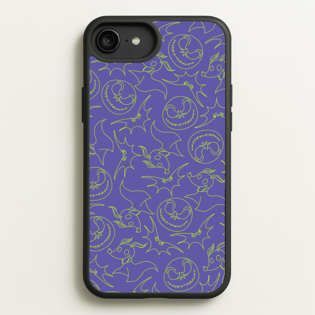 Purple And Green Pattern - Nightmare Before Christmas Phone Case for iPhone 6 Plus / 7 Plus / 8 Plus