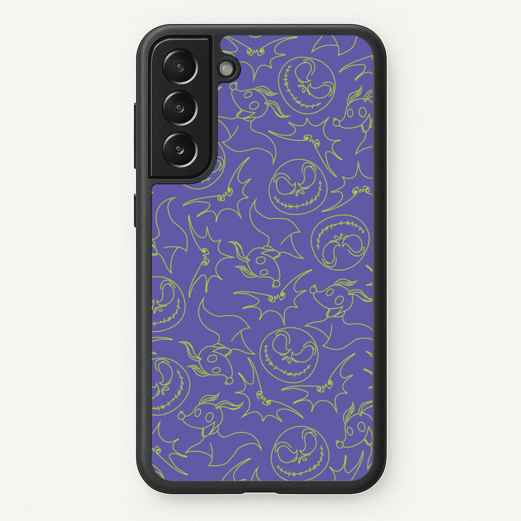 Purple And Green Pattern - Nightmare Before Christmas Phone Case for Galaxy S22 Plus