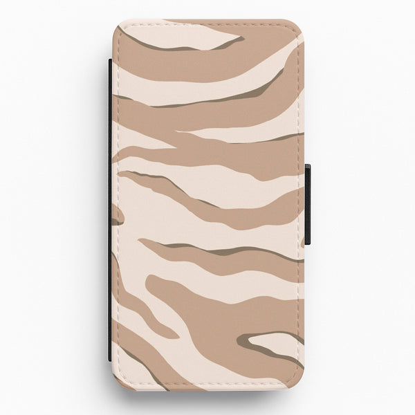 Neutral Tiger Print Flip / Wallet Phone Case