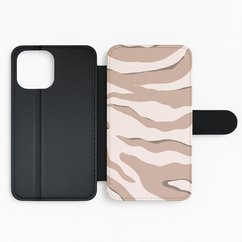 Neutral Tiger Print Flip / Wallet Phone Case