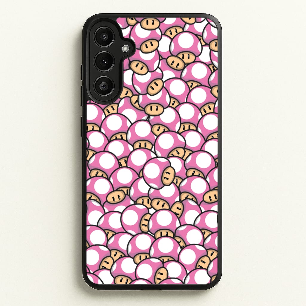 Mushroom Pattern - Pink - The Super Mario Bros Phone Case for Galaxy A34