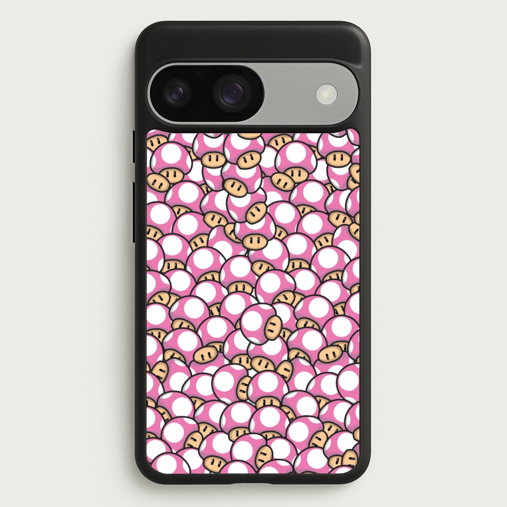 Mushroom Pattern - Pink - The Super Mario Bros Phone Case for Google Pixel 9 / 9 Pro