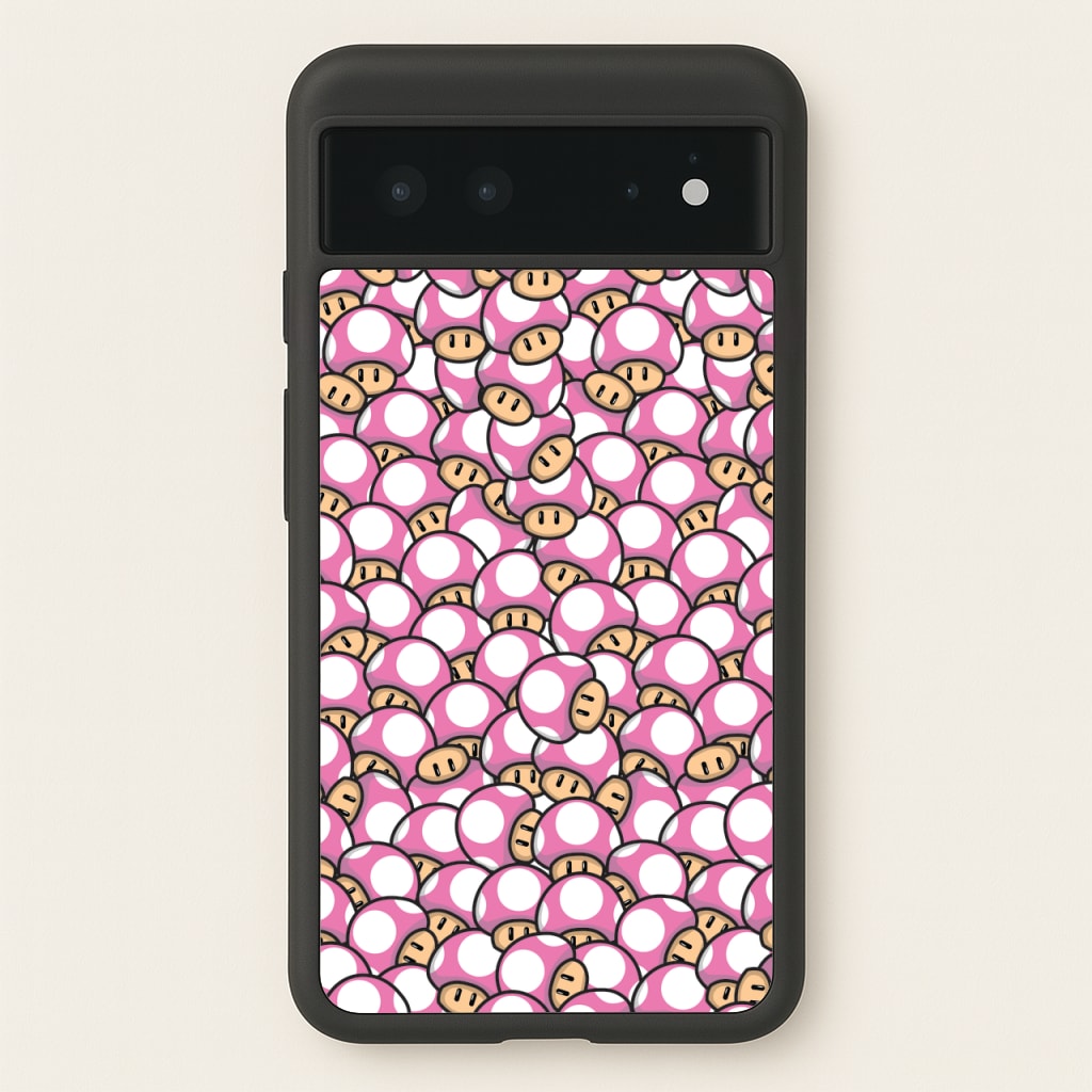 Mushroom Pattern - Pink - The Super Mario Bros Phone Case for Google Pixel 6