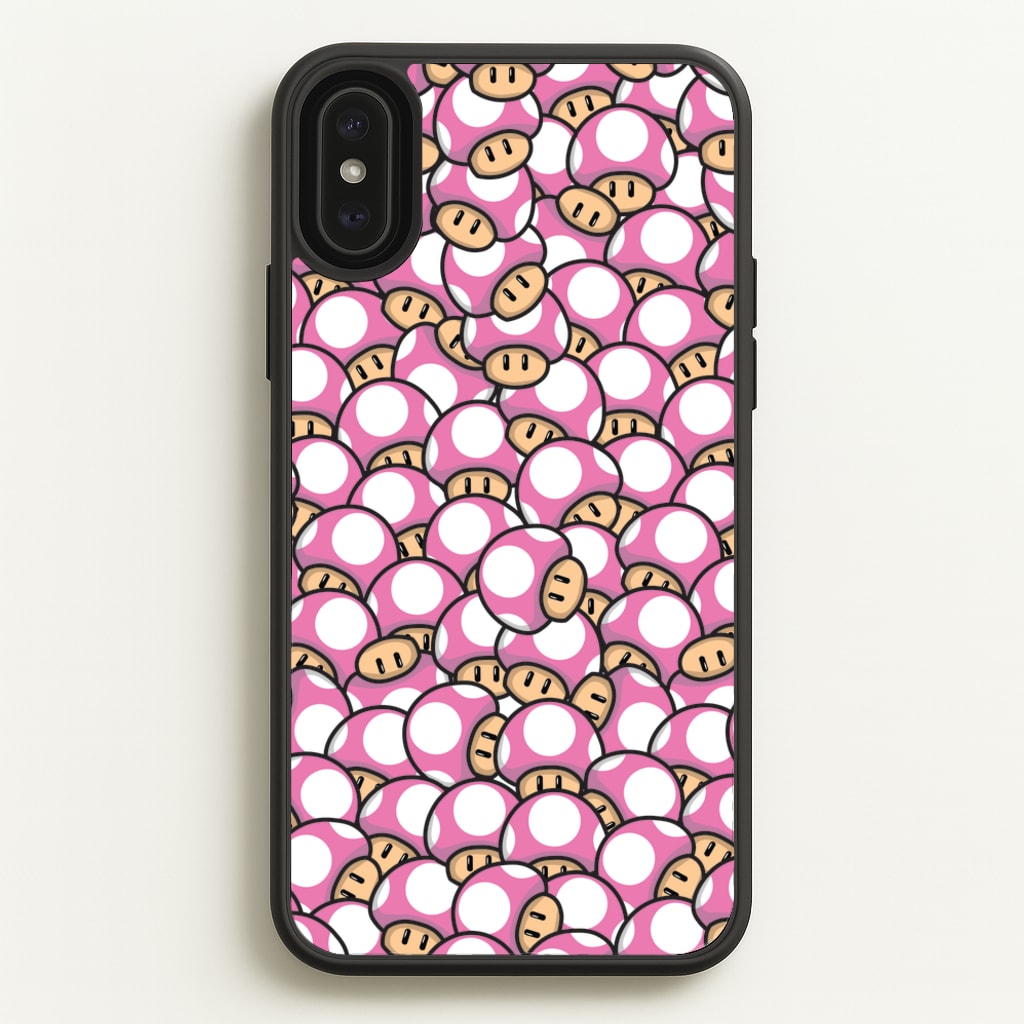 Mushroom Pattern - Pink - The Super Mario Bros Phone Case for iPhone XS Max