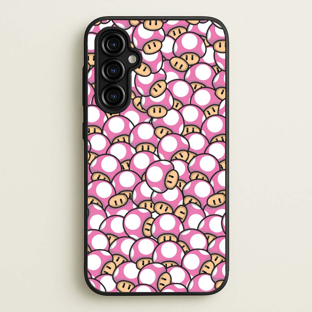 Mushroom Pattern - Pink - The Super Mario Bros Phone Case for Galaxy A54