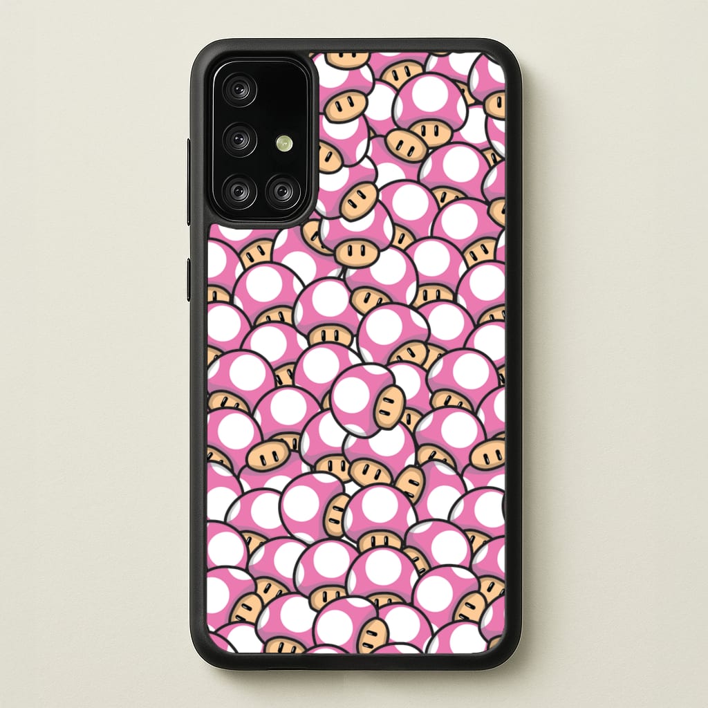 Mushroom Pattern - Pink - The Super Mario Bros Phone Case for Galaxy A71