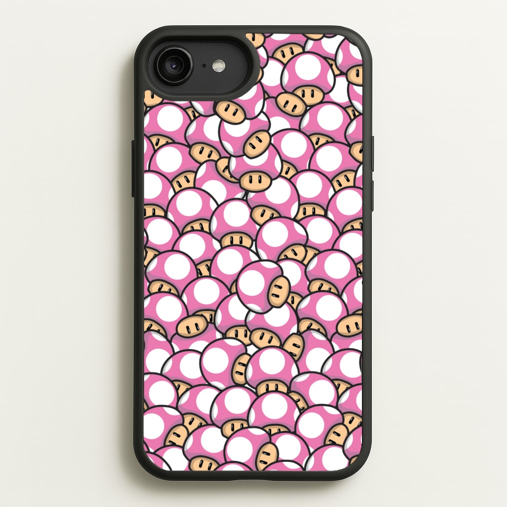 Mushroom Pattern - Pink - The Super Mario Bros Phone Case for iPhone 6 Plus / 7 Plus / 8 Plus