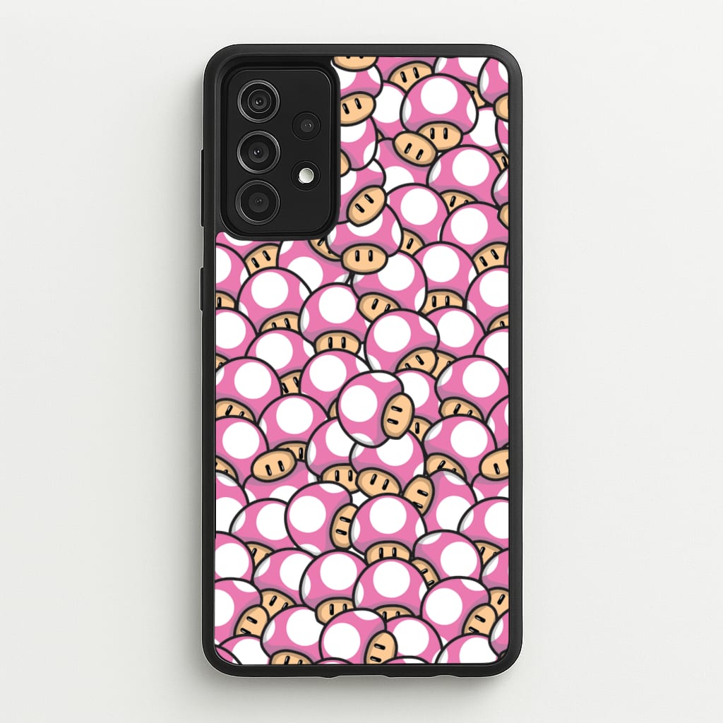 Mushroom Pattern - Pink - The Super Mario Bros Phone Case for Galaxy A52 / A52s
