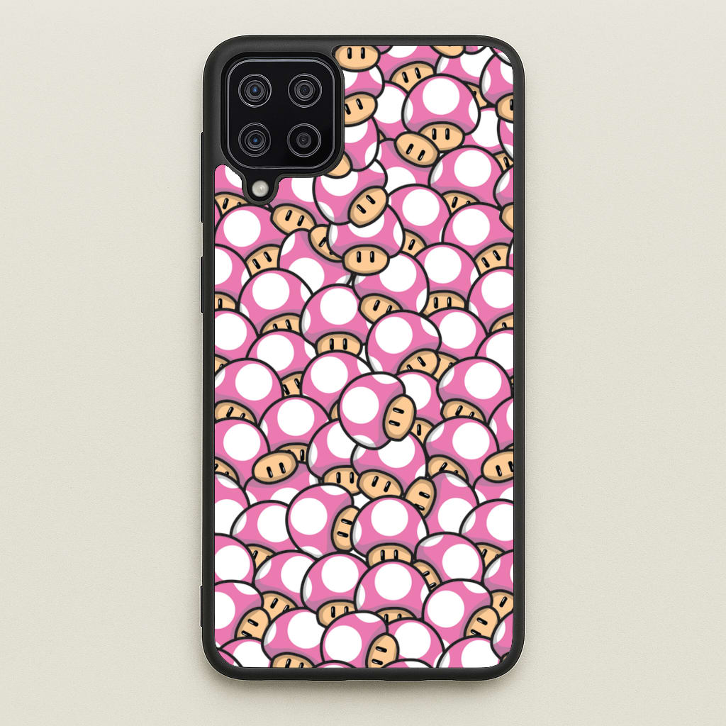 Mushroom Pattern - Pink - The Super Mario Bros Phone Case for Galaxy A12