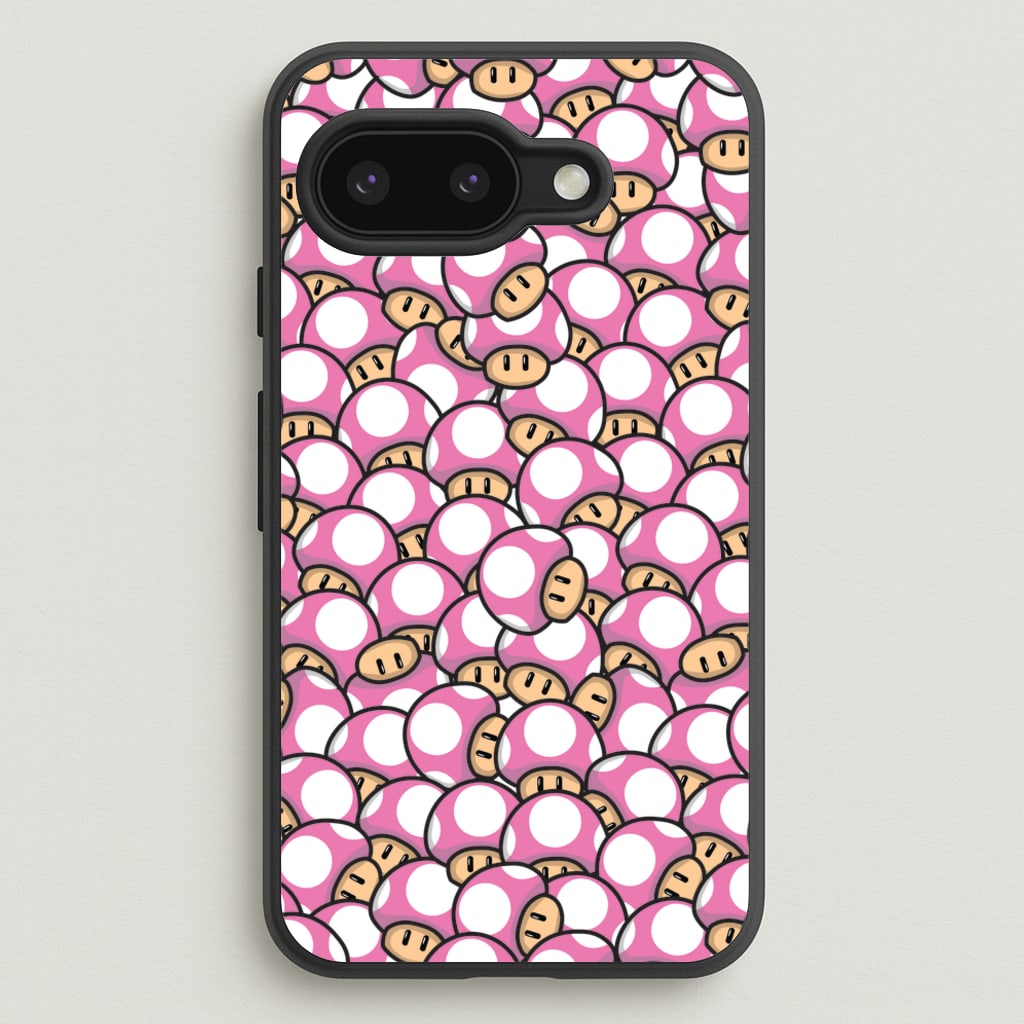Mushroom Pattern - Pink - The Super Mario Bros Phone Case for Google Pixel 9a