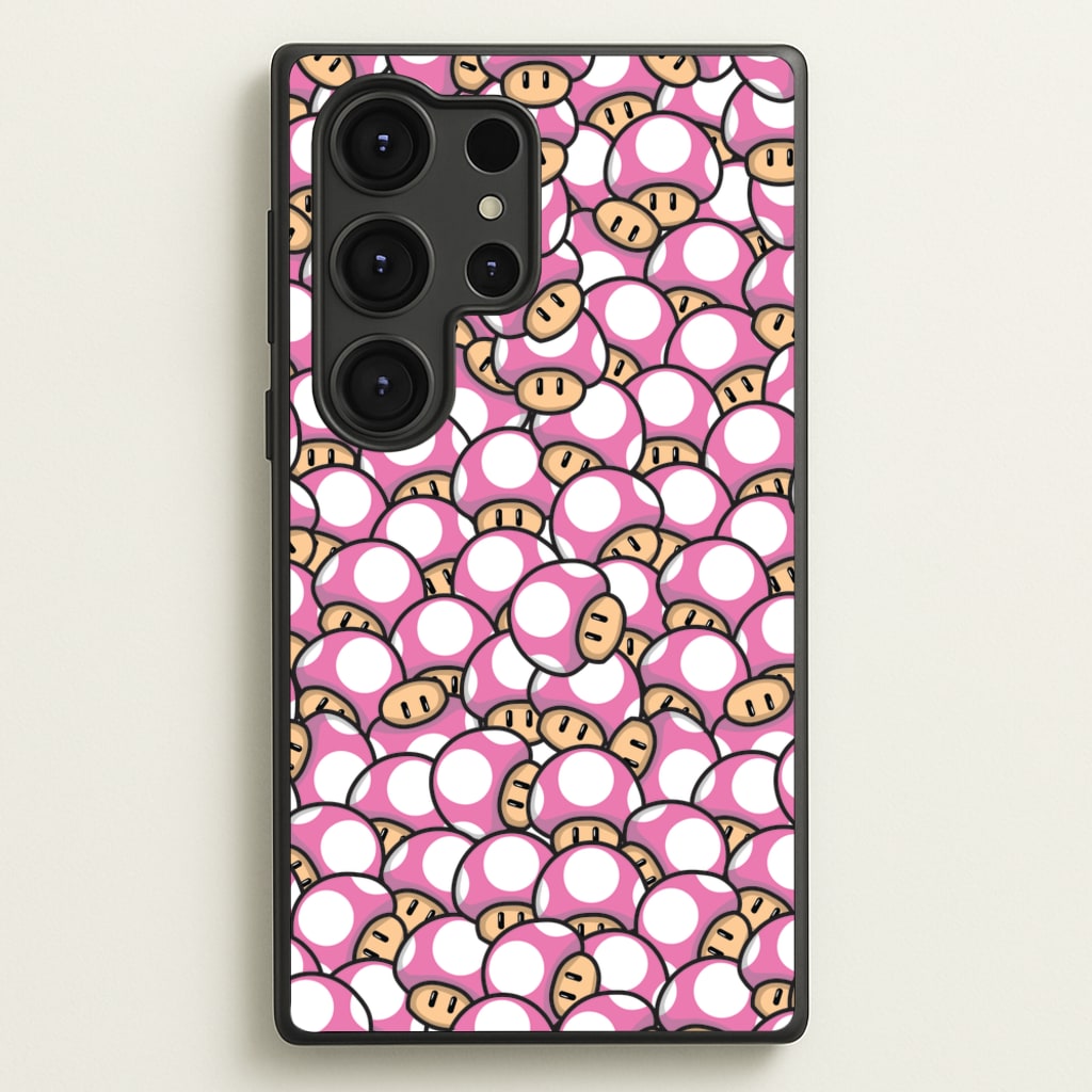 Mushroom Pattern - Pink - The Super Mario Bros Phone Case for Galaxy S25 Ultra