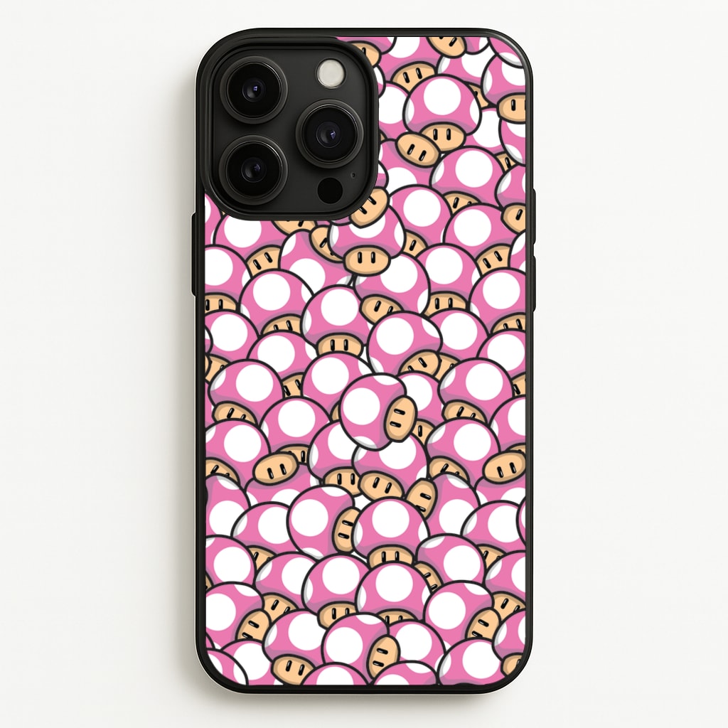 Mushroom Pattern - Pink - The Super Mario Bros Phone Case for iPhone 13 Pro Max