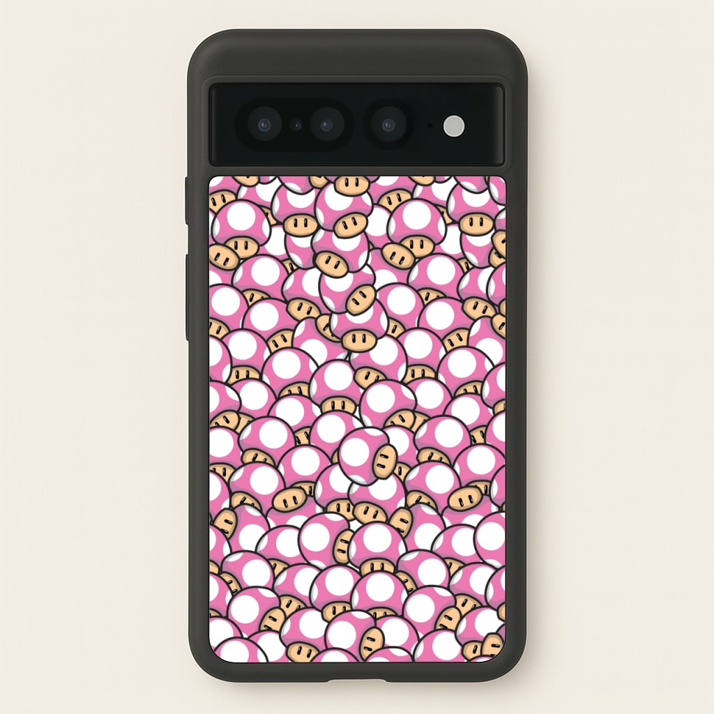 Mushroom Pattern - Pink - The Super Mario Bros Phone Case for Google Pixel 7 Pro