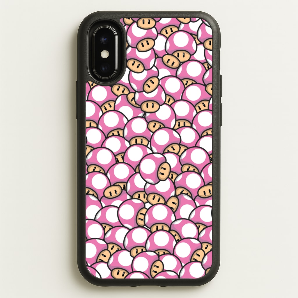 Mushroom Pattern - Pink - The Super Mario Bros Phone Case for iPhone X / XS