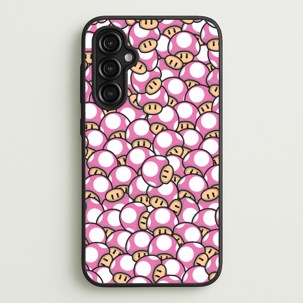Mushroom Pattern - Pink - The Super Mario Bros Phone Case for Galaxy A14